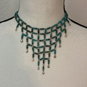 Carolee Elegant Turquoise & .925 bib Necklace